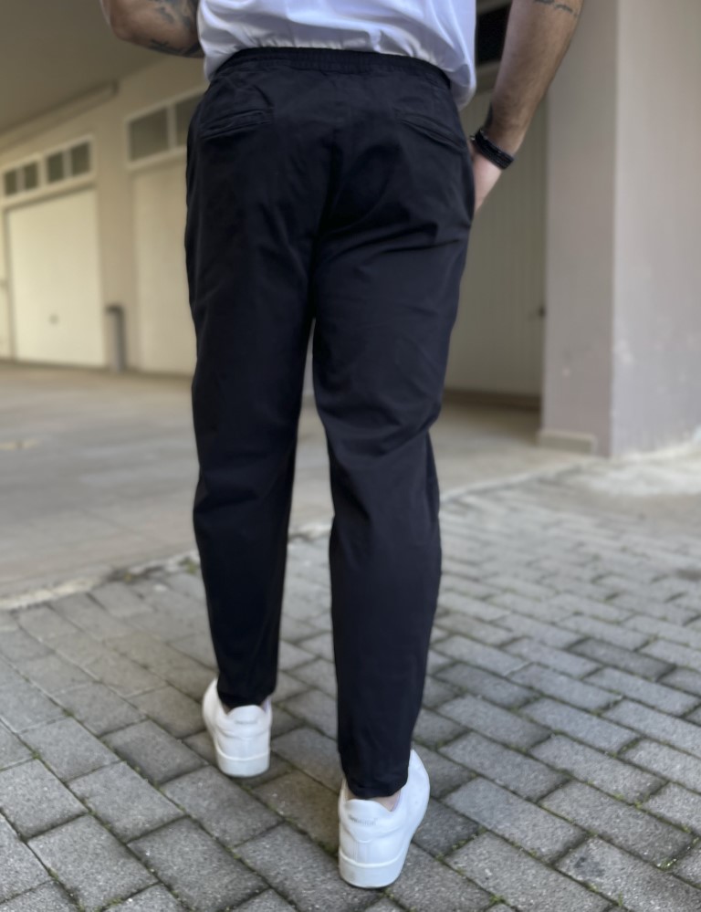 Ανδρικό μαύρο loose υφασμάτινο παντελόνι με πιέτα 2344 φωτογραφία